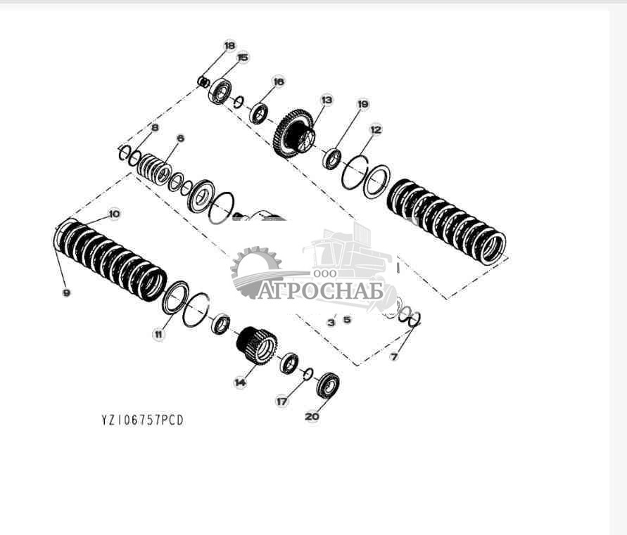 YZ106757 Вал четвертой ступени в сборе 